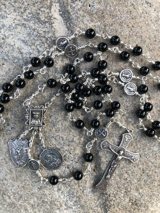 Spiritual Warfare Rosary, 6mm, Sterling Silver