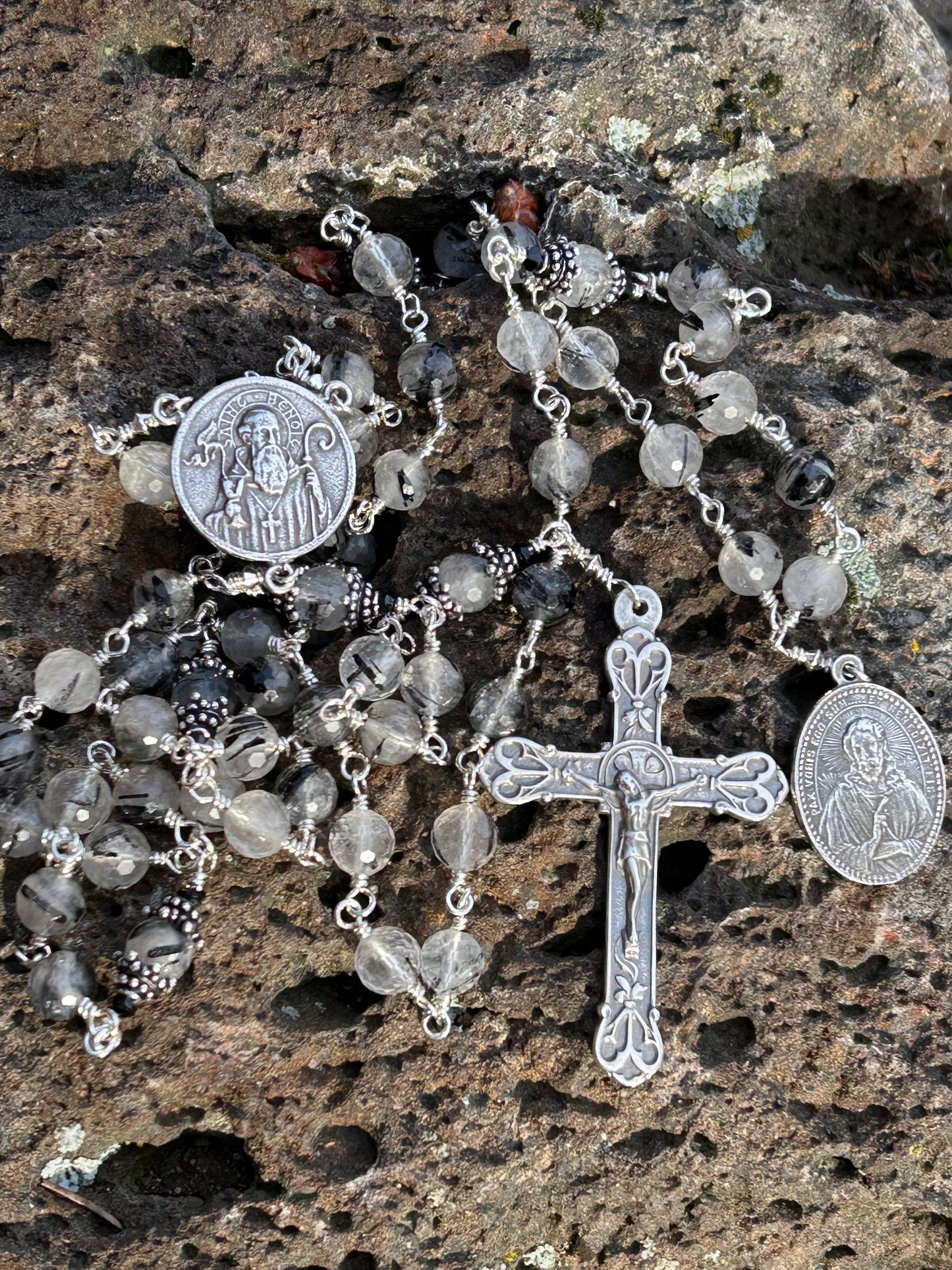Peace Rosary, 8mm, Sterling Silver