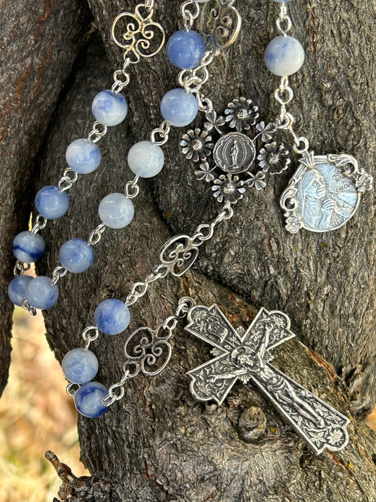 St. Mother Teresa of Calcutta Rosary, 8mm, Sterling Silver