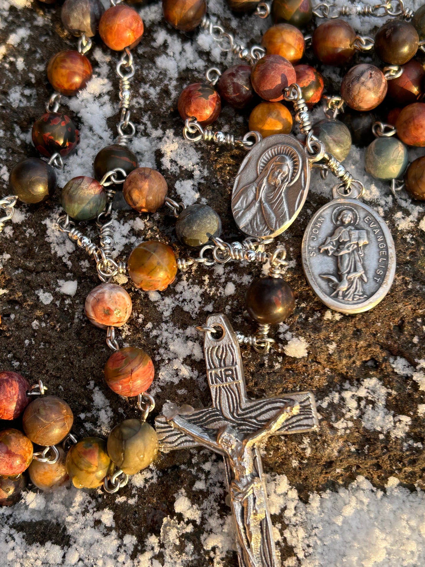 St. John the Evangelist Rosary, 8mm, Nickel Silver