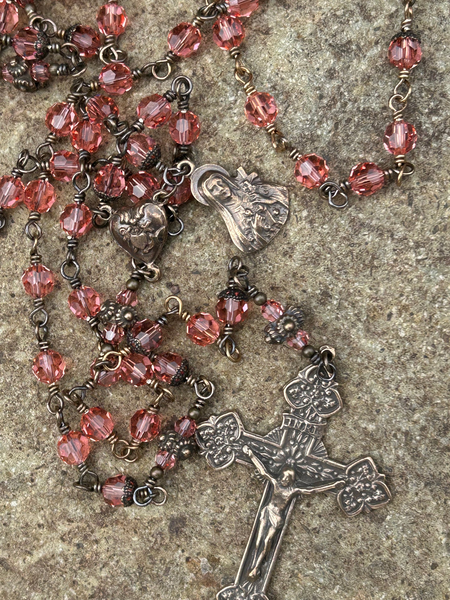 St. Therese of Lisieux Rosary, 6mm, Bronze