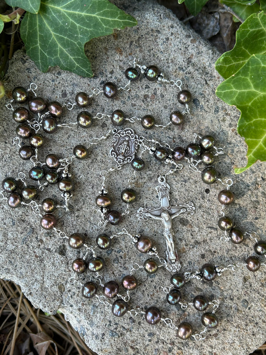 Traditional Rosary, 7mm, Sterling Silver