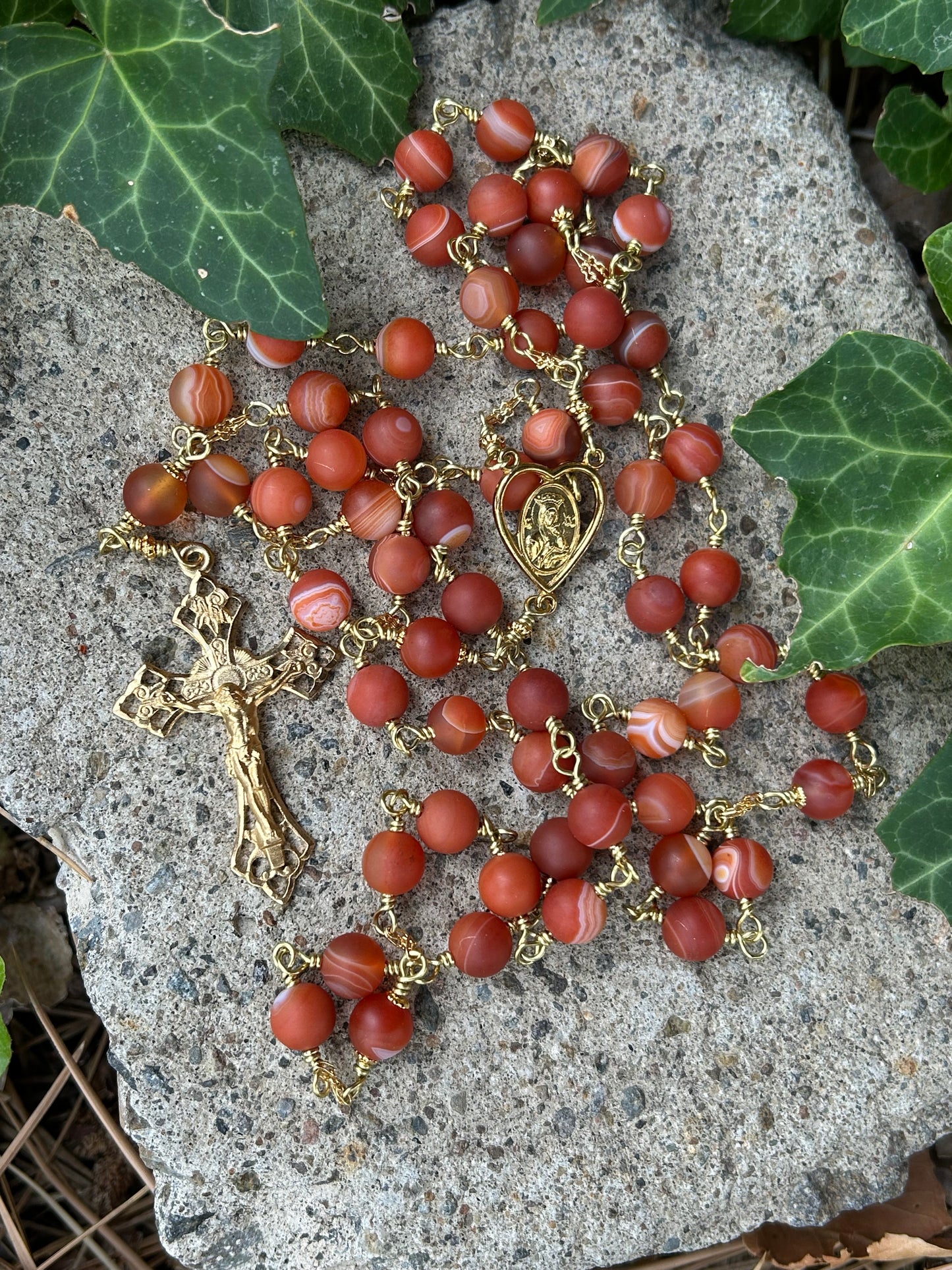 Traditional Rosary, 8mm, Brass