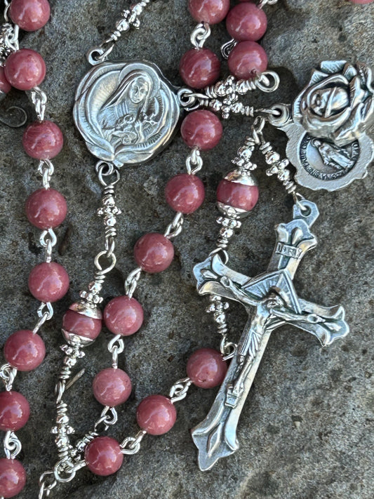 St. Therese of Lisieux Rosary, 6.5 mm, Nickel Silver