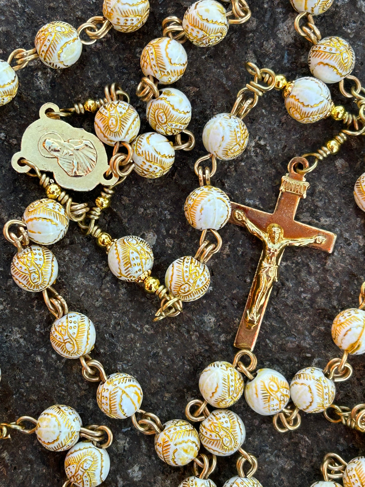 Our Lady of Guadalupe Rosary, 7mm, Brass